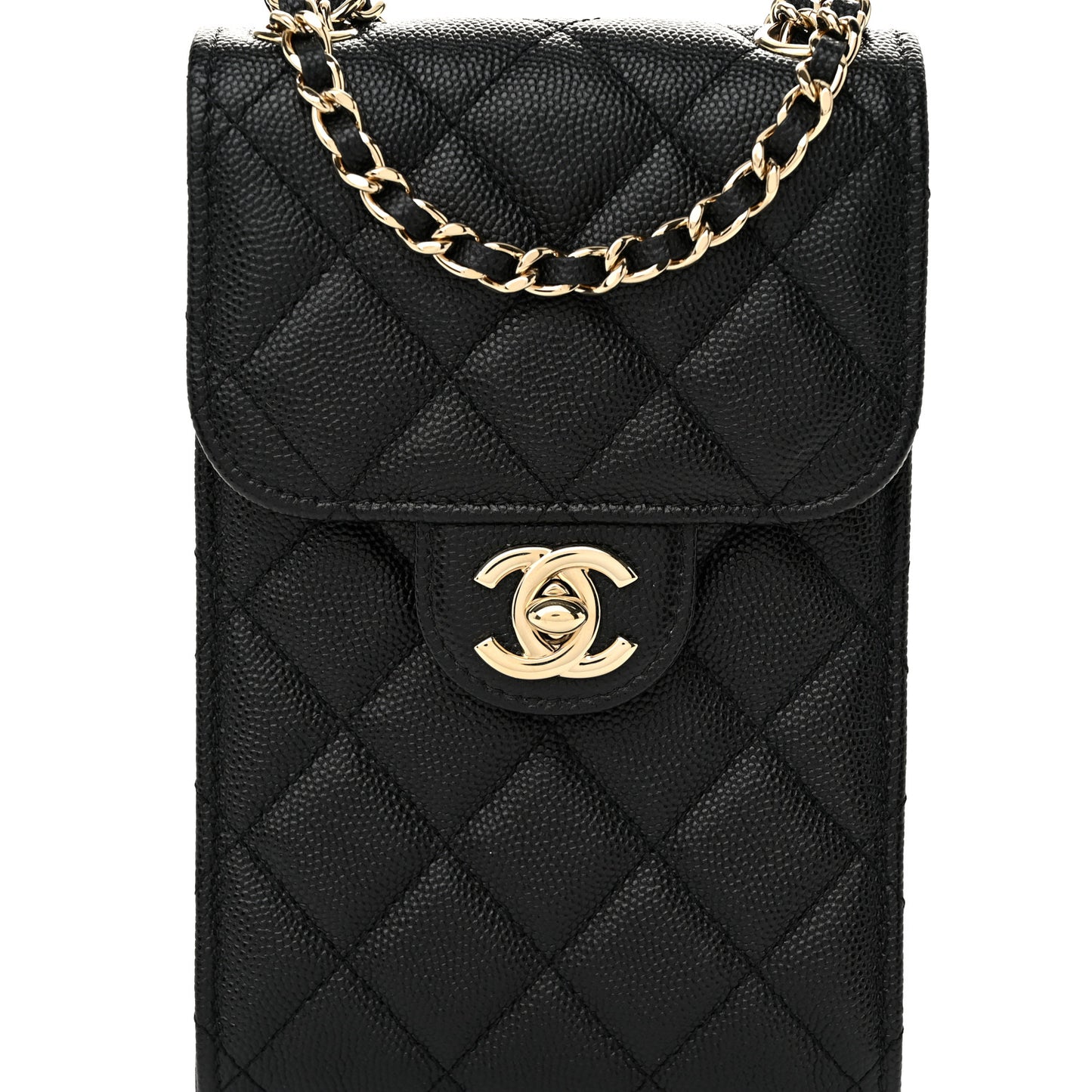 Caviar Quilted Classic Phone Holder Black