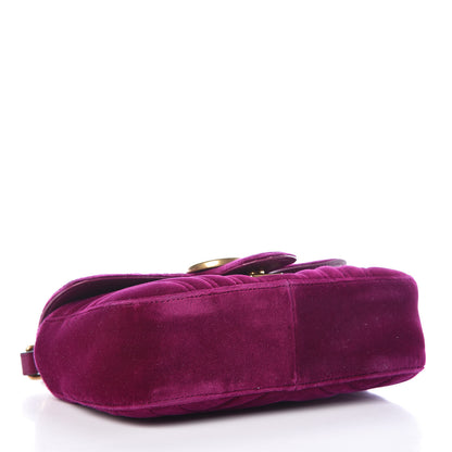 Gucci Velvet Matelasse Mini GG Marmont Shoulder Bag Fuchsia Violet Cyclamen 4 of 8