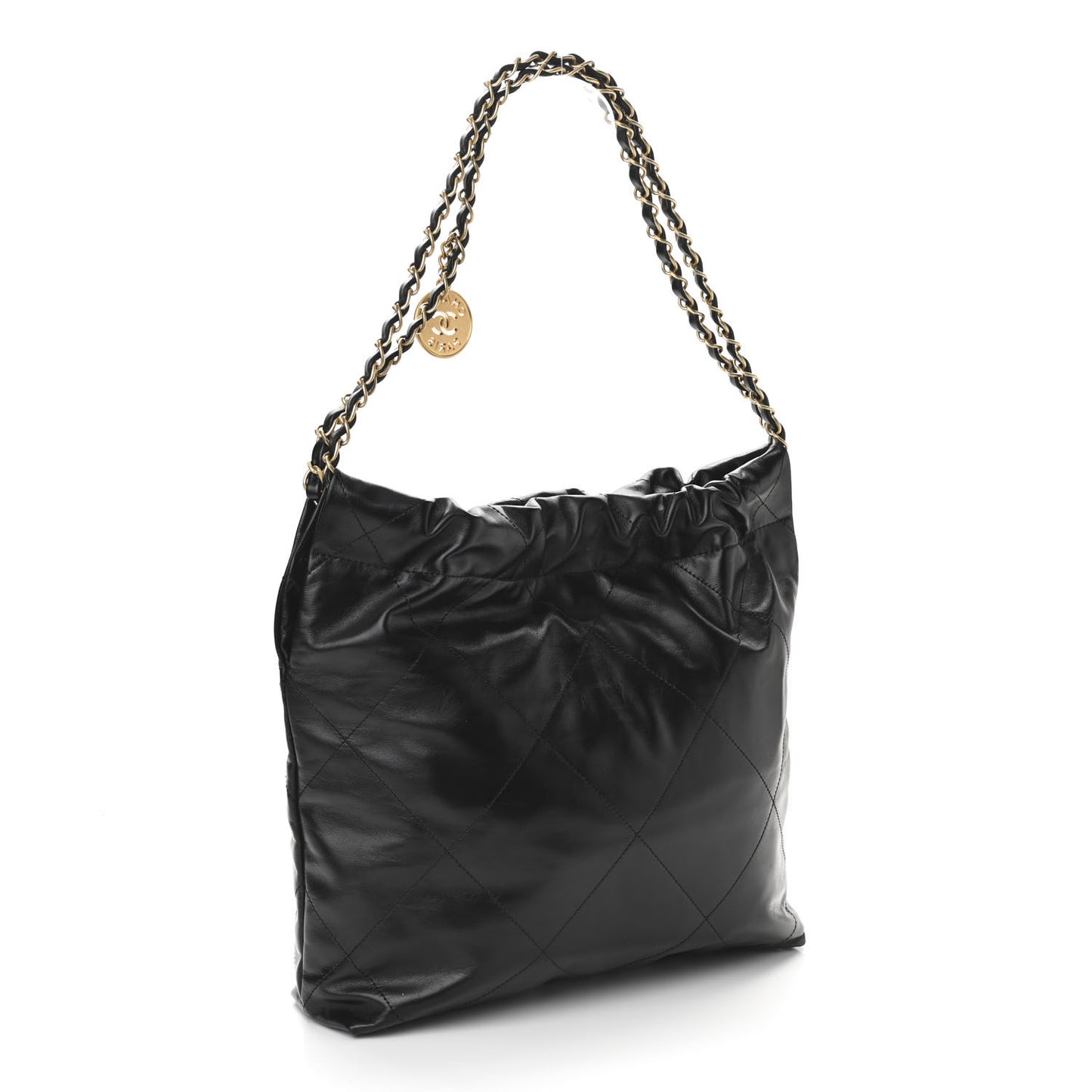 Shiny Calfskin Quilted Small Chanel 22 Black