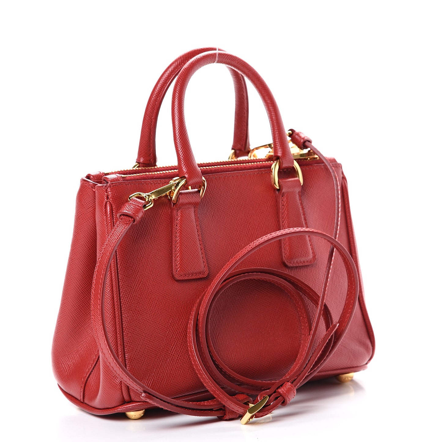 Saffiano Micro Galleria Double Zip Tote Fuoco