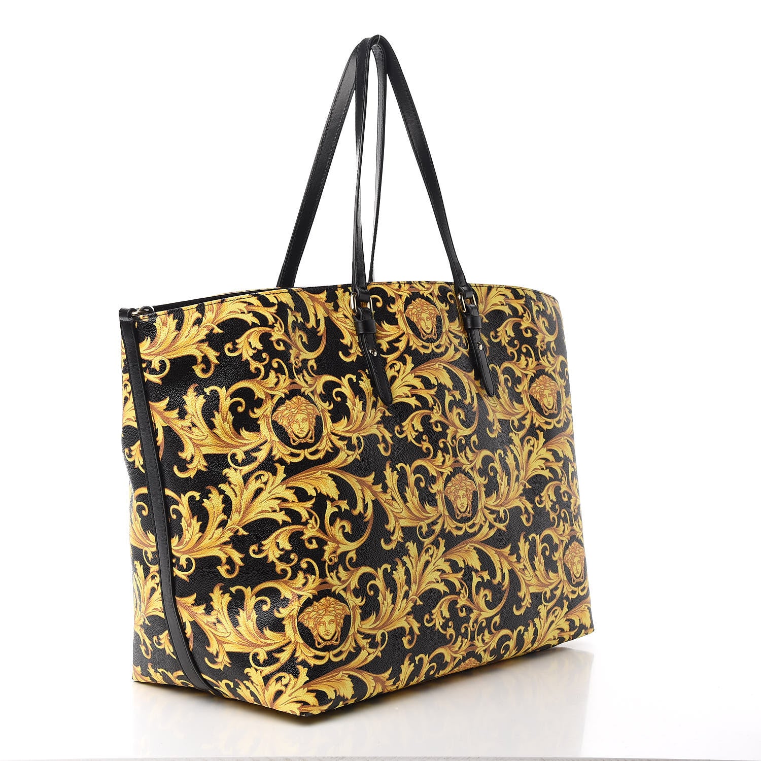 Versace PVC Barocco Printed Tote Black Gold 2 of 8