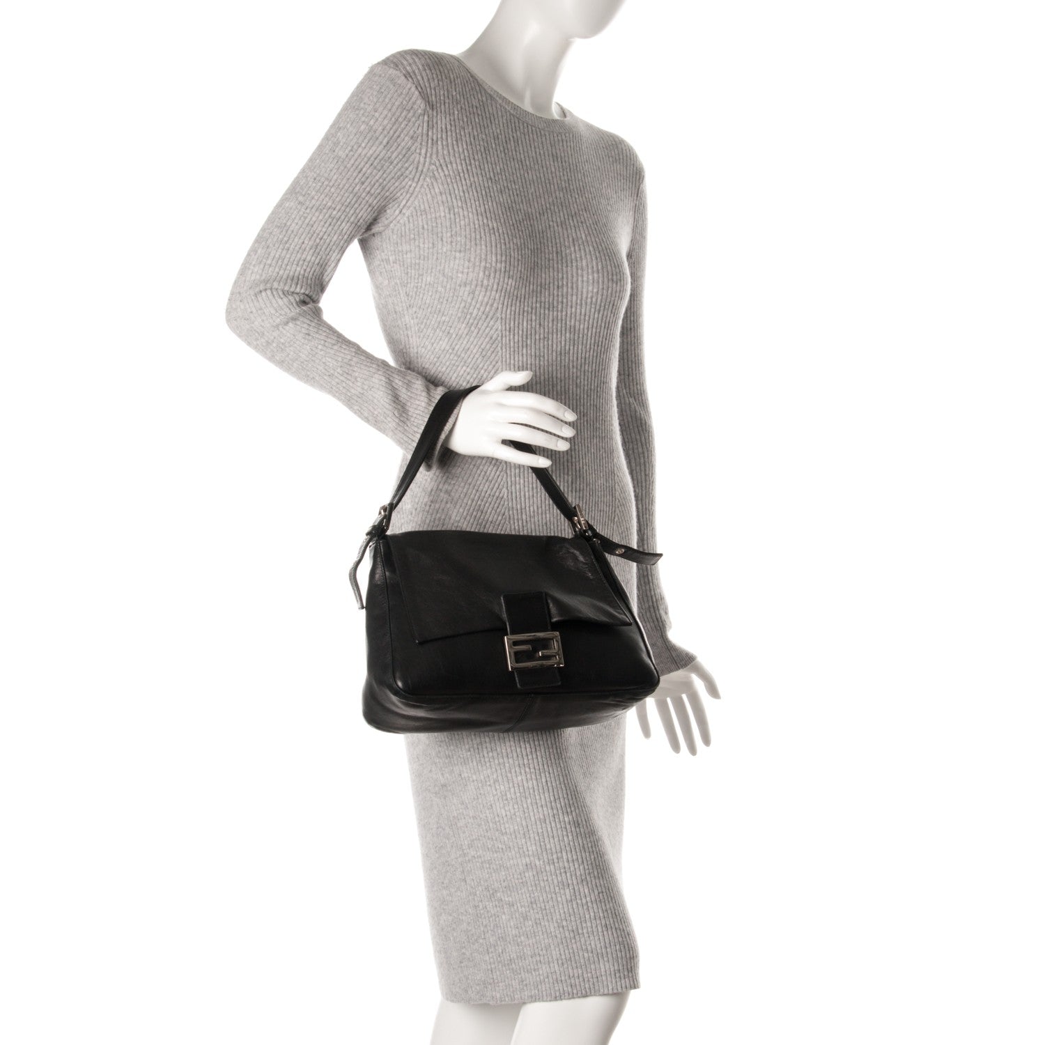 Fendi Calfskin Forever Mama Baguette Black 2 of 7