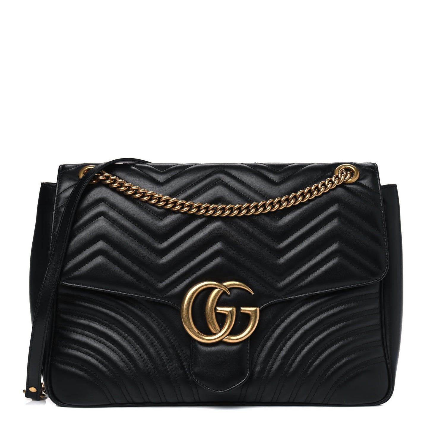 Calfskin Matelasse Large GG Marmont Shoulder Bag Black