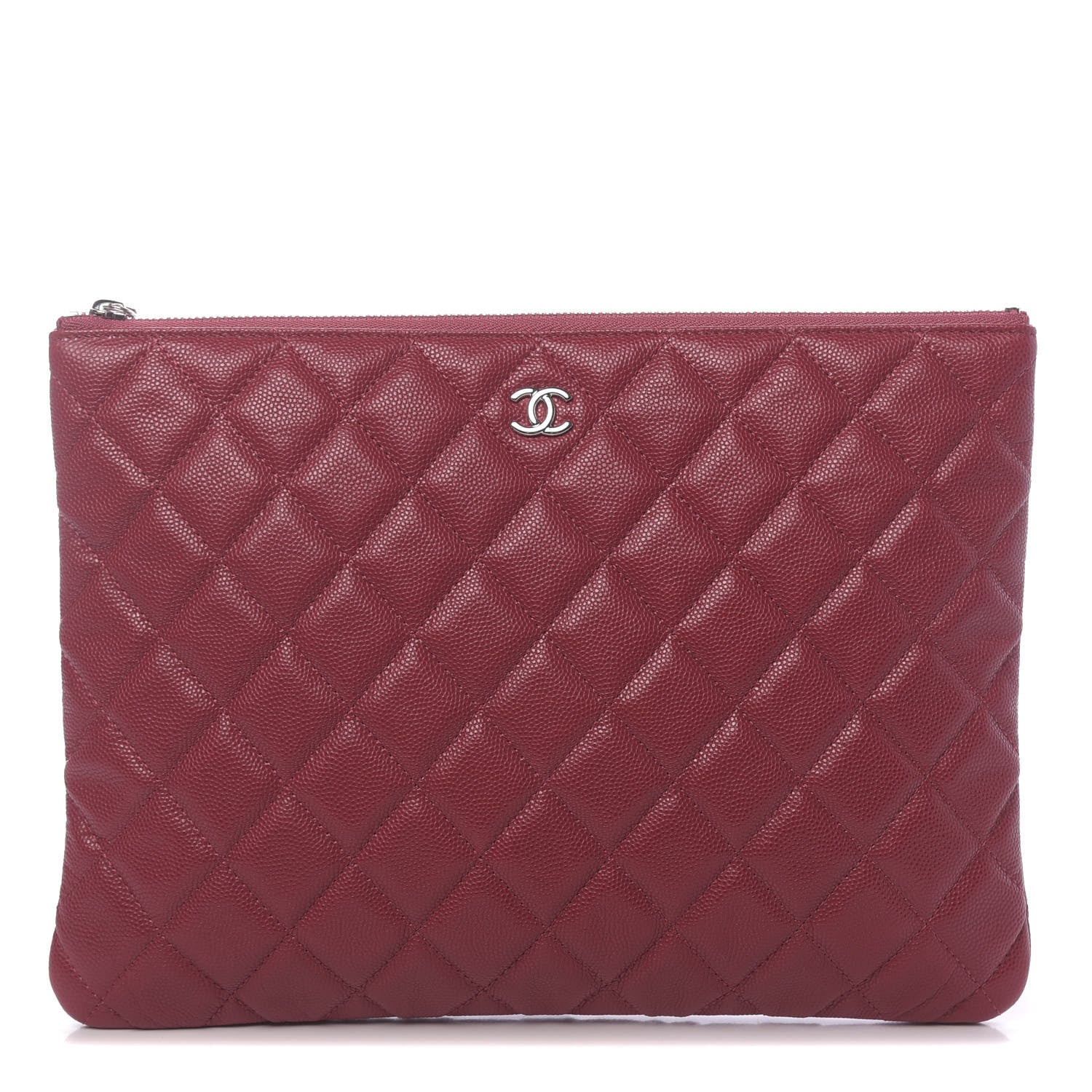 Chanel Caviar Quilted Medium Cosmetic Case Dark Red 1 of 9