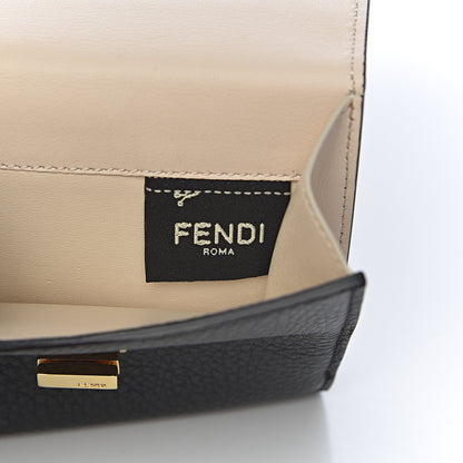 Fendi Cuoio Romano Vitello Grace Micro Peekaboo Tri-Fold Wallet Black Camelia 7 of 9