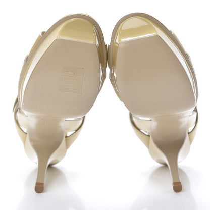 Saint Laurent Patent Tribute 75 Platform Sandals 35 Nude Powder 5 of 9