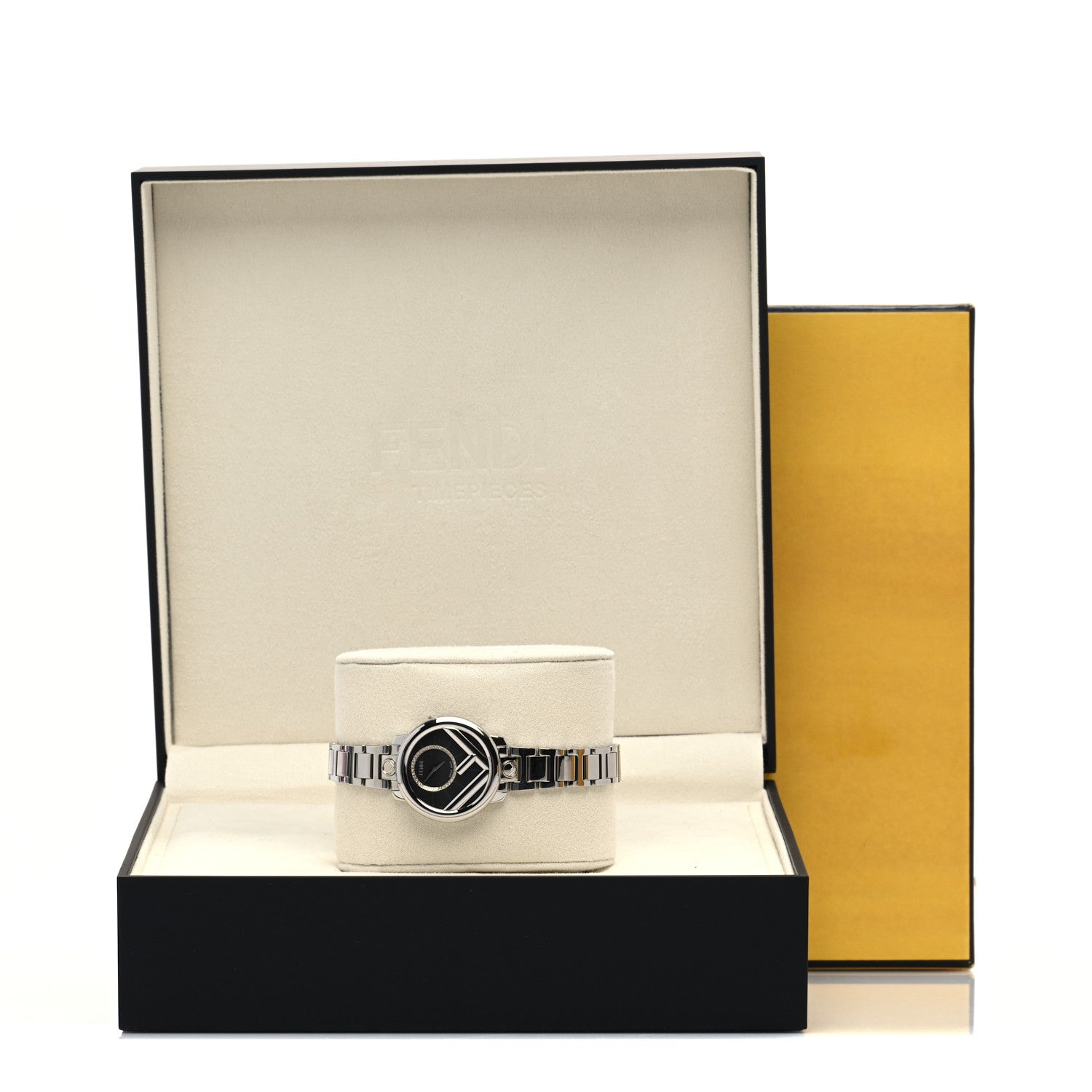 Fendi Stainless Steel Diamond 28mm Run Away Quartz Watch Black 5 of 5