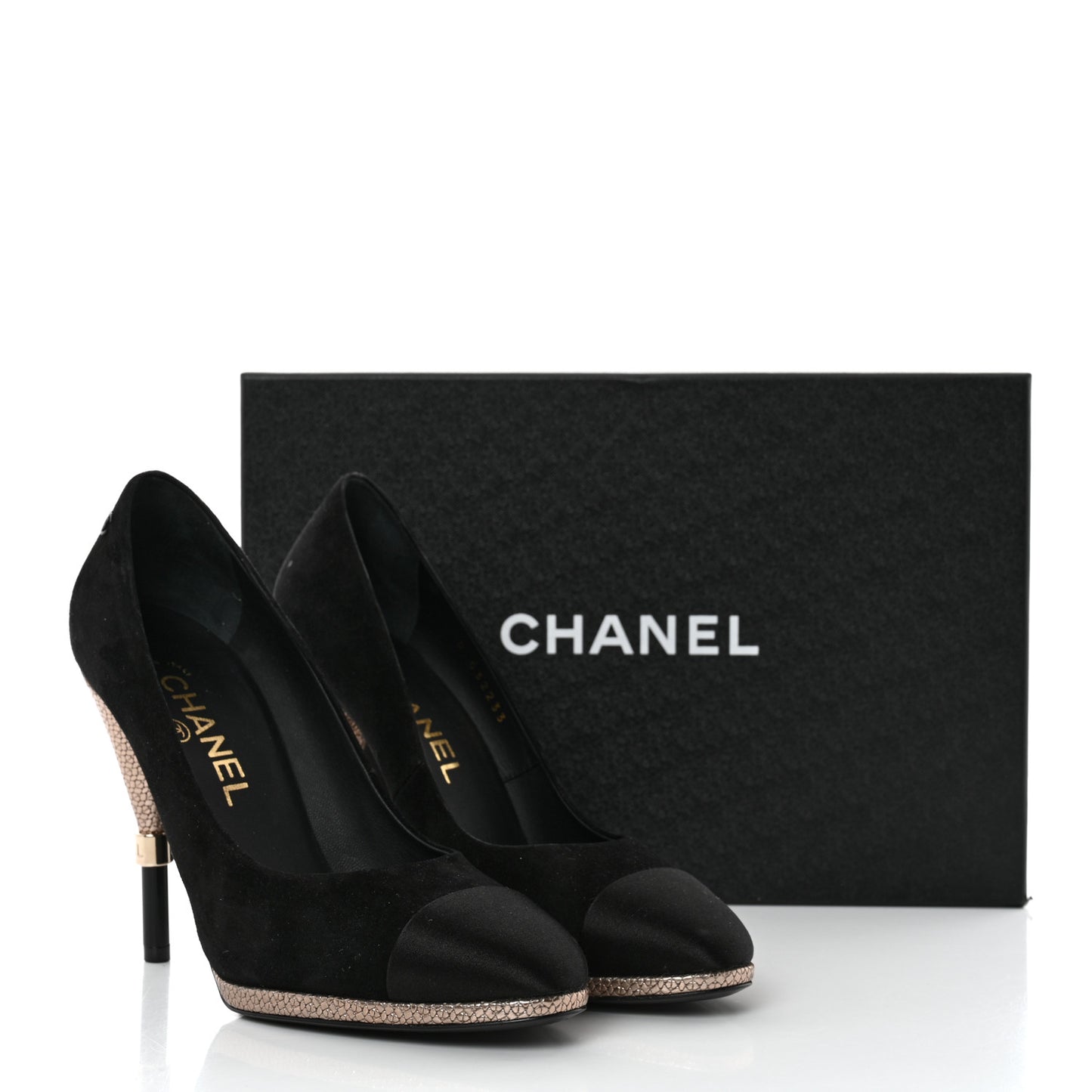 Suede Calfskin Satin Cap Toe CC Pumps 37 Black