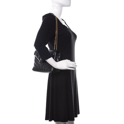 Saint Laurent Calfskin Y Quilted Monogram Small Loulou Chain Satchel Black 2 of 9
