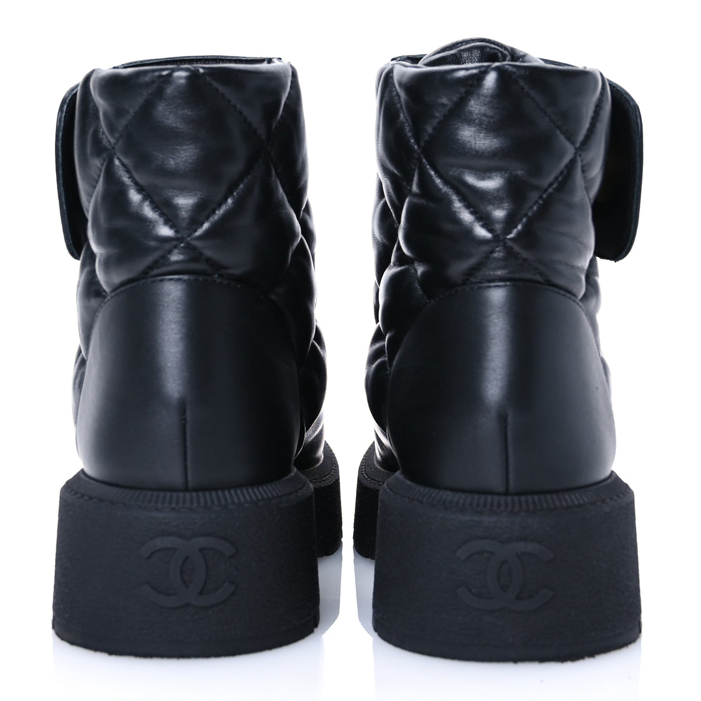 Lambskin Calfskin Quilted Lace Up Combat Boots 38 Black