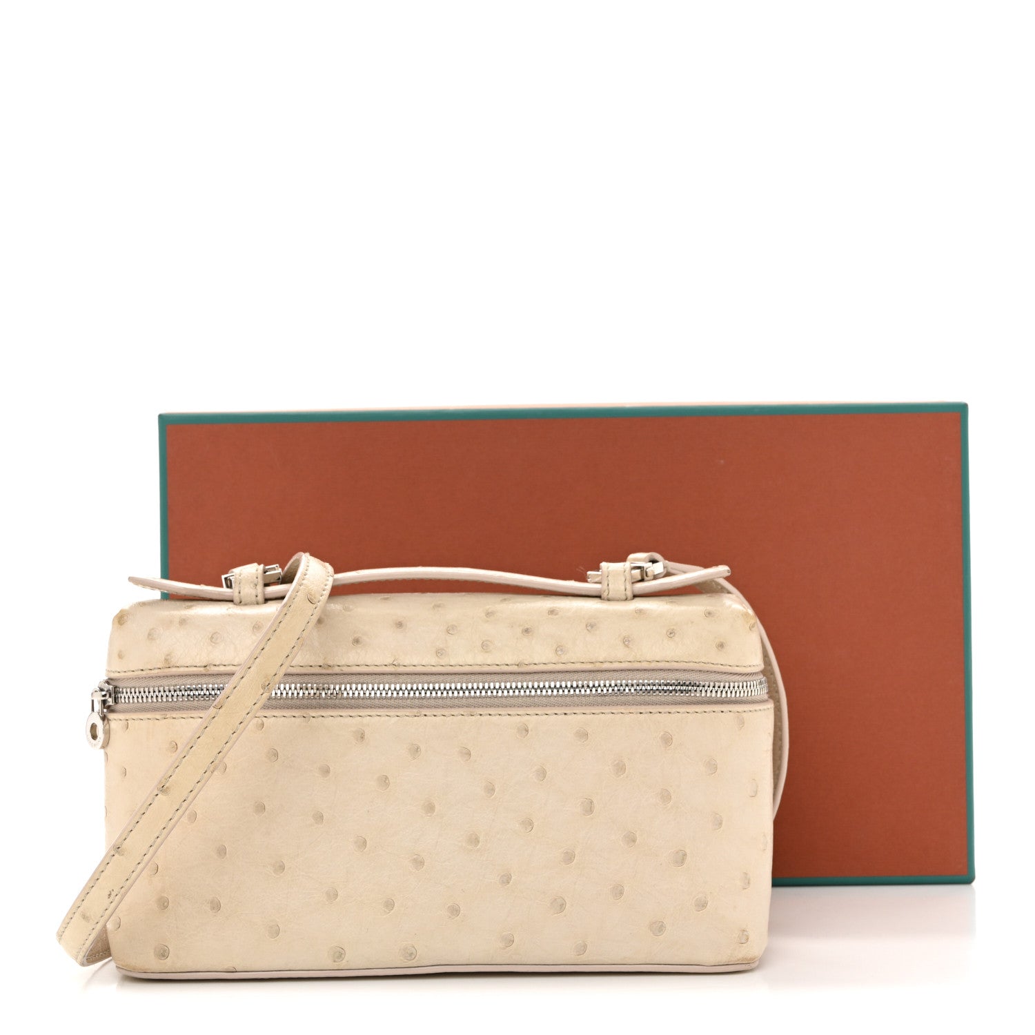 Loro Piana Ostrich L19 Extra Pocket Pouch Inca Stone 12 of 12