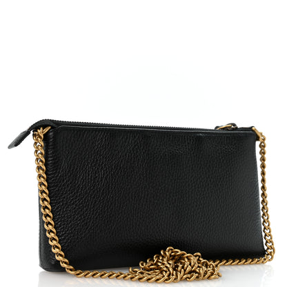 Gucci Pebbled Calfskin GG Marmont Zip Chain Bag Black 3 of 10