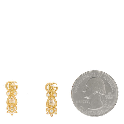 Gucci 18K Yellow Gold Diamond Flora Pave Earrings 2 of 4