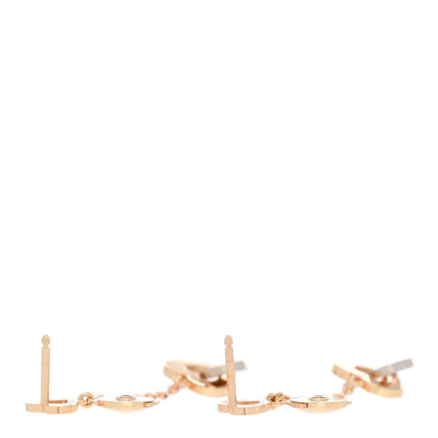 Cartier 18K Pink White Gold Double Heart Drop Earrings 3 of 6