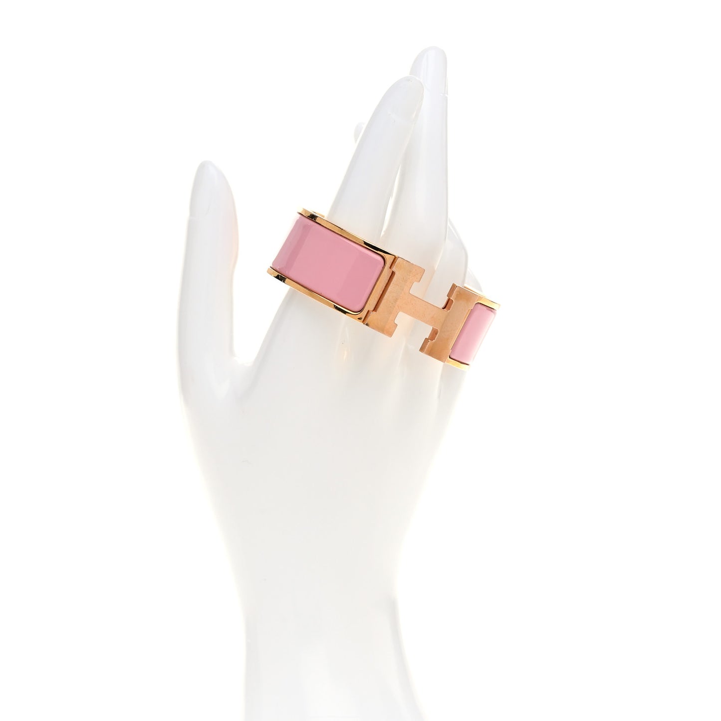 Enamel Wide Clic Clac H Bracelet GM Rose Nacarat