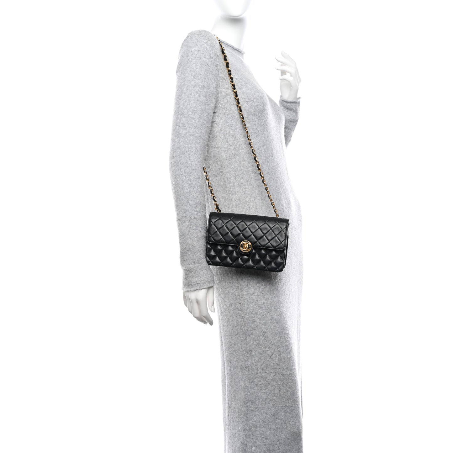 Lambskin Quilted Small Single Flap Bag Black