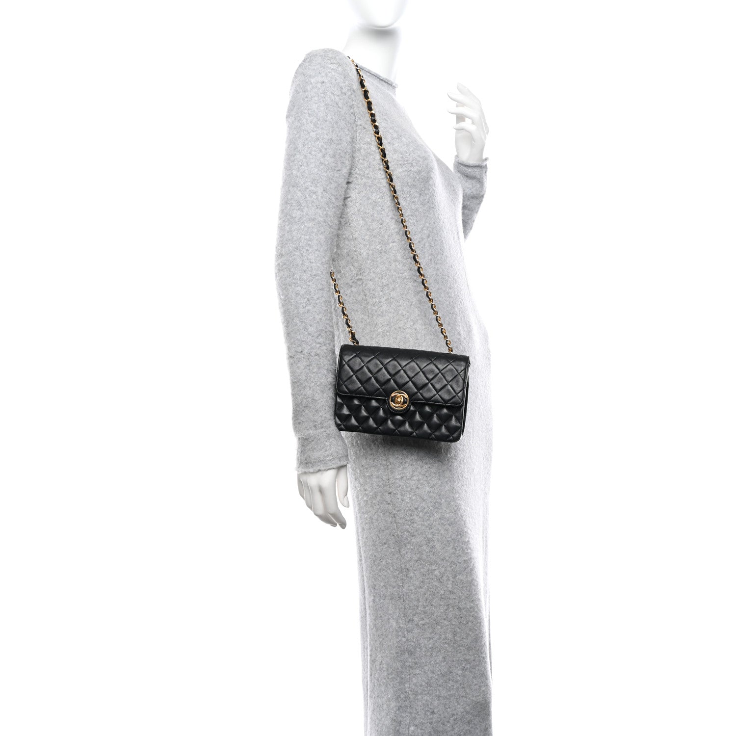 Chanel Lambskin Quilted Small Single Flap Bag Black 2 of 11