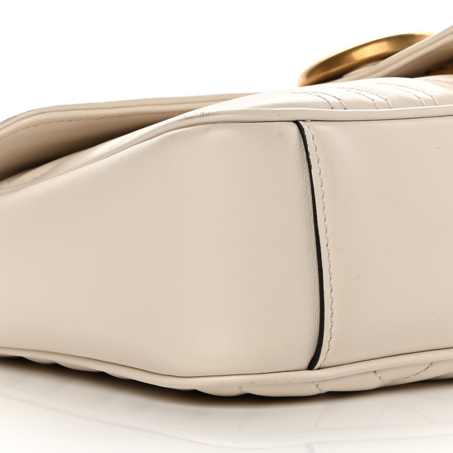 Calfskin Matelasse Small GG Marmont Shoulder Bag White