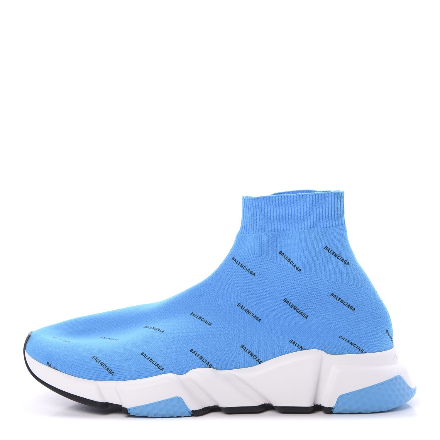 Balenciaga Neoprene Knit Allover Logo Mens Speed Sneakers 44 Bleu White 1 of 9
