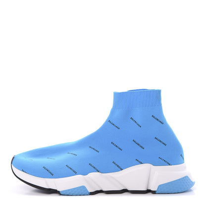Balenciaga Neoprene Knit Allover Logo Mens Speed Sneakers 44 Bleu White 1 of 9