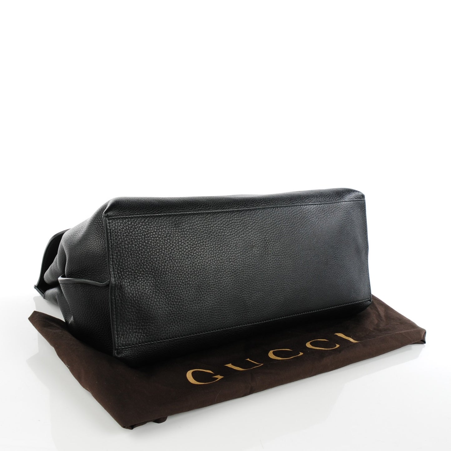 Pebbled Calfskin Large Bamboo Daily Top Handle Bag Black