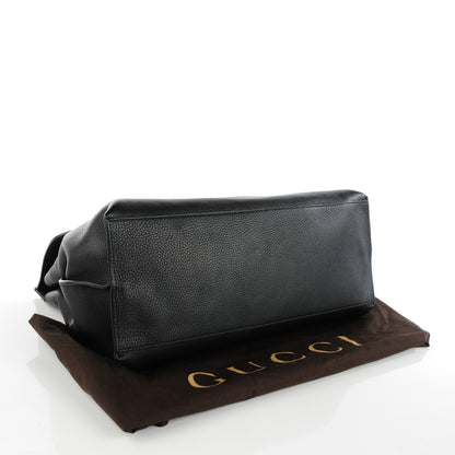 Gucci Pebbled Calfskin Large Bamboo Daily Top Handle Bag Black 4 of 6