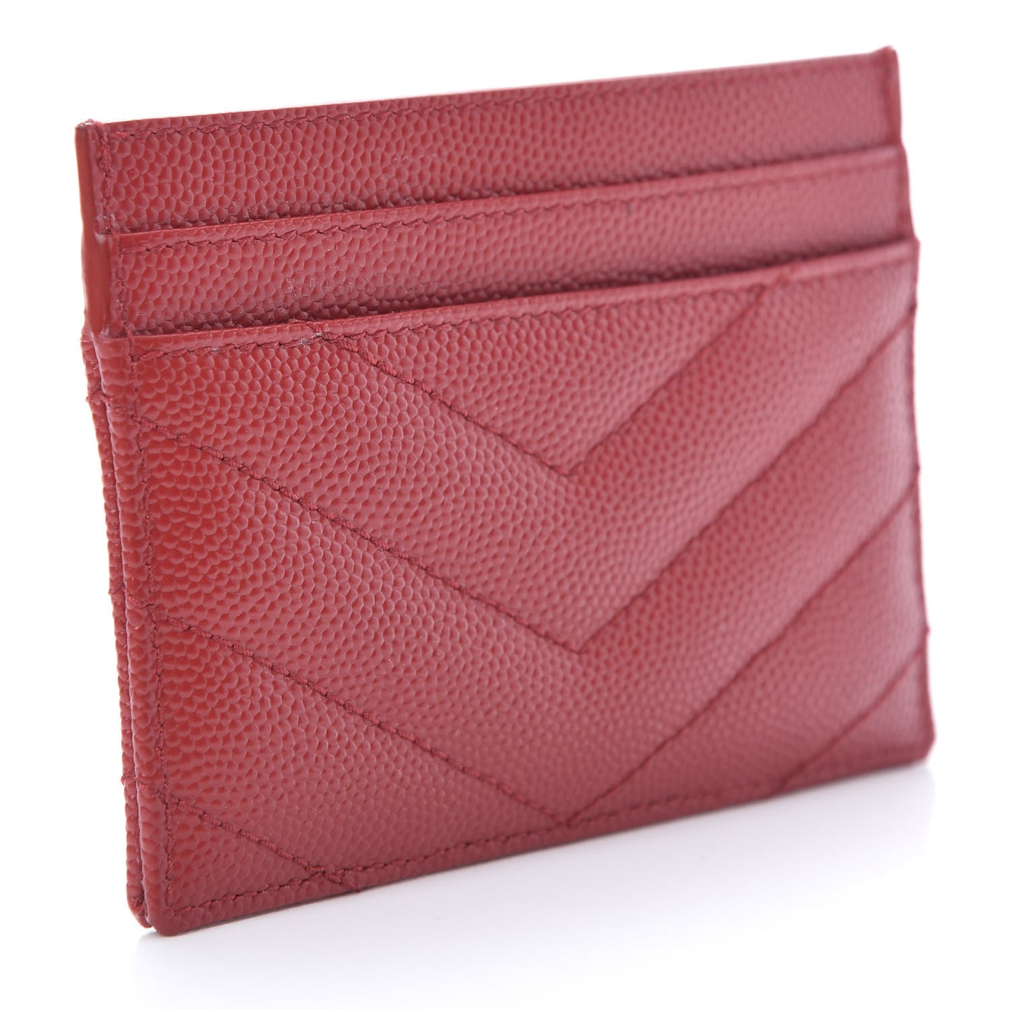 Grain De Poudre Matelasse Chevron Monogram Credit Card Case New Red