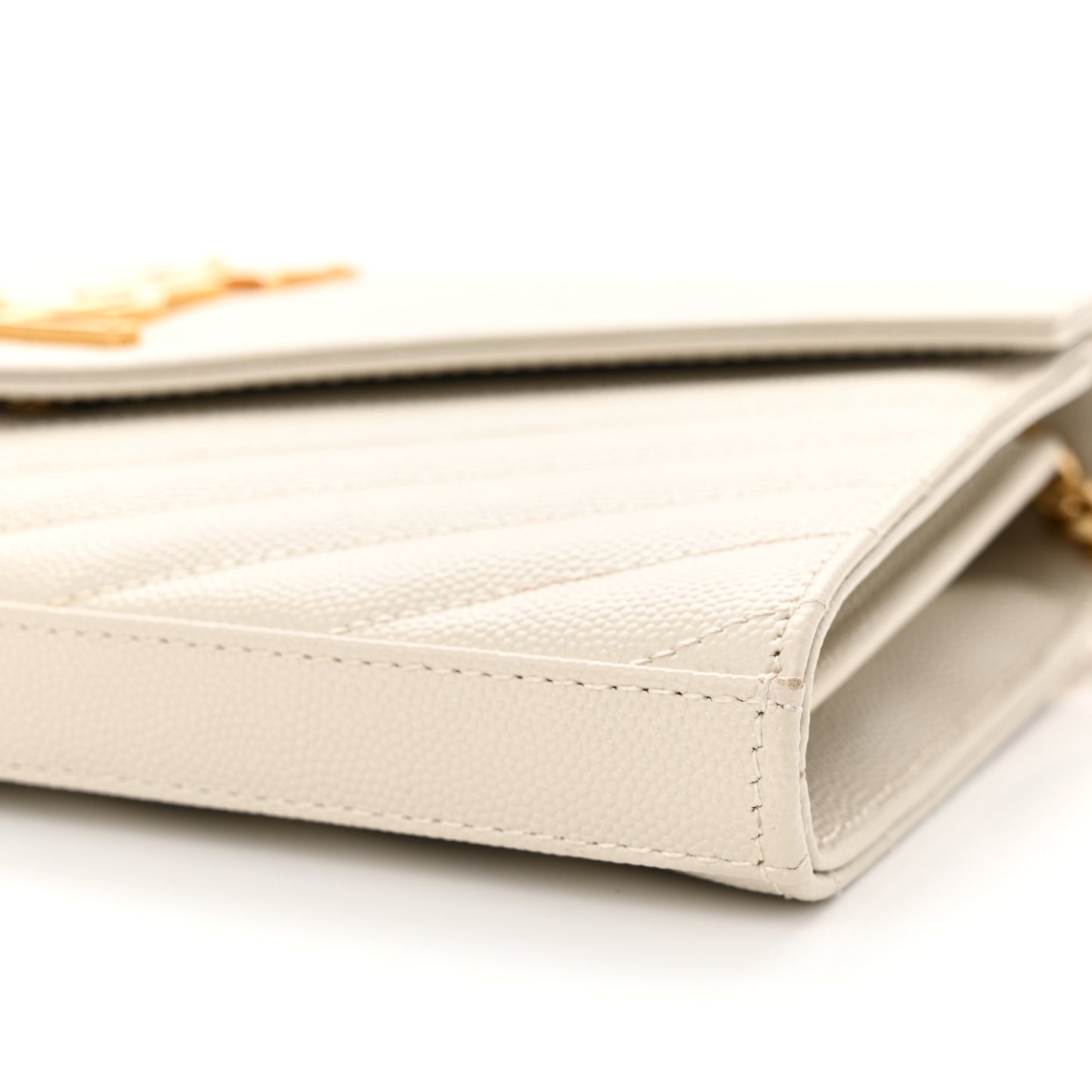 Grain De Poudre Matelasse Chevron Monogram Chain Wallet Crema Soft