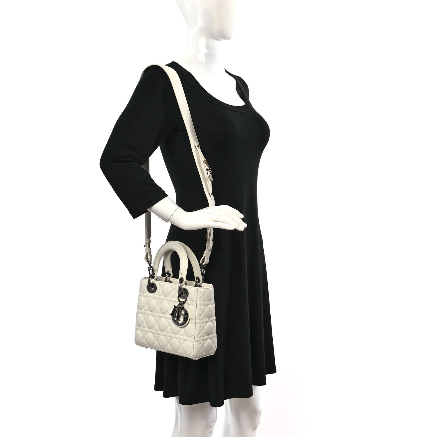 Christian Dior Lambskin Cannage Small My ABCDior Lady Dior White 2 of 9