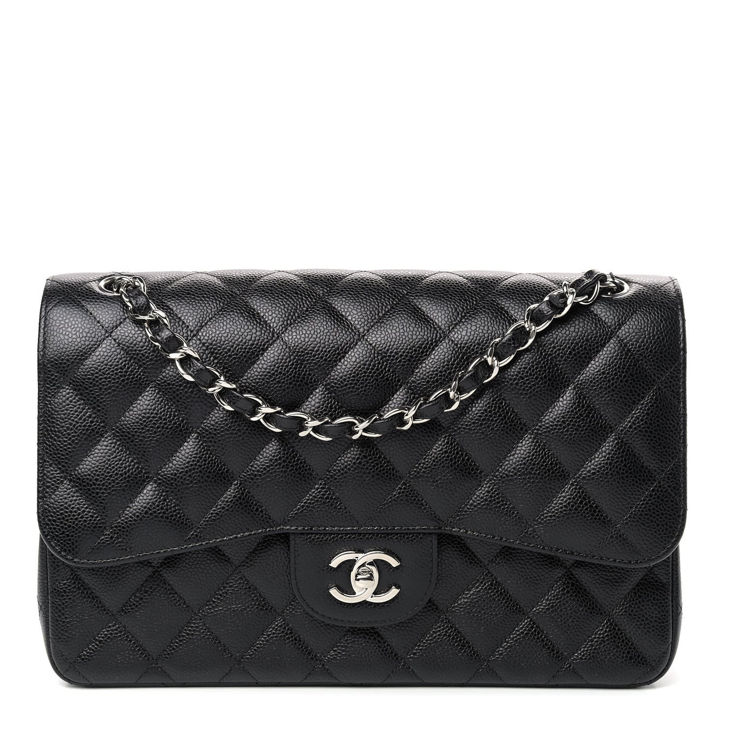 Caviar Quilted Jumbo Double Flap Black