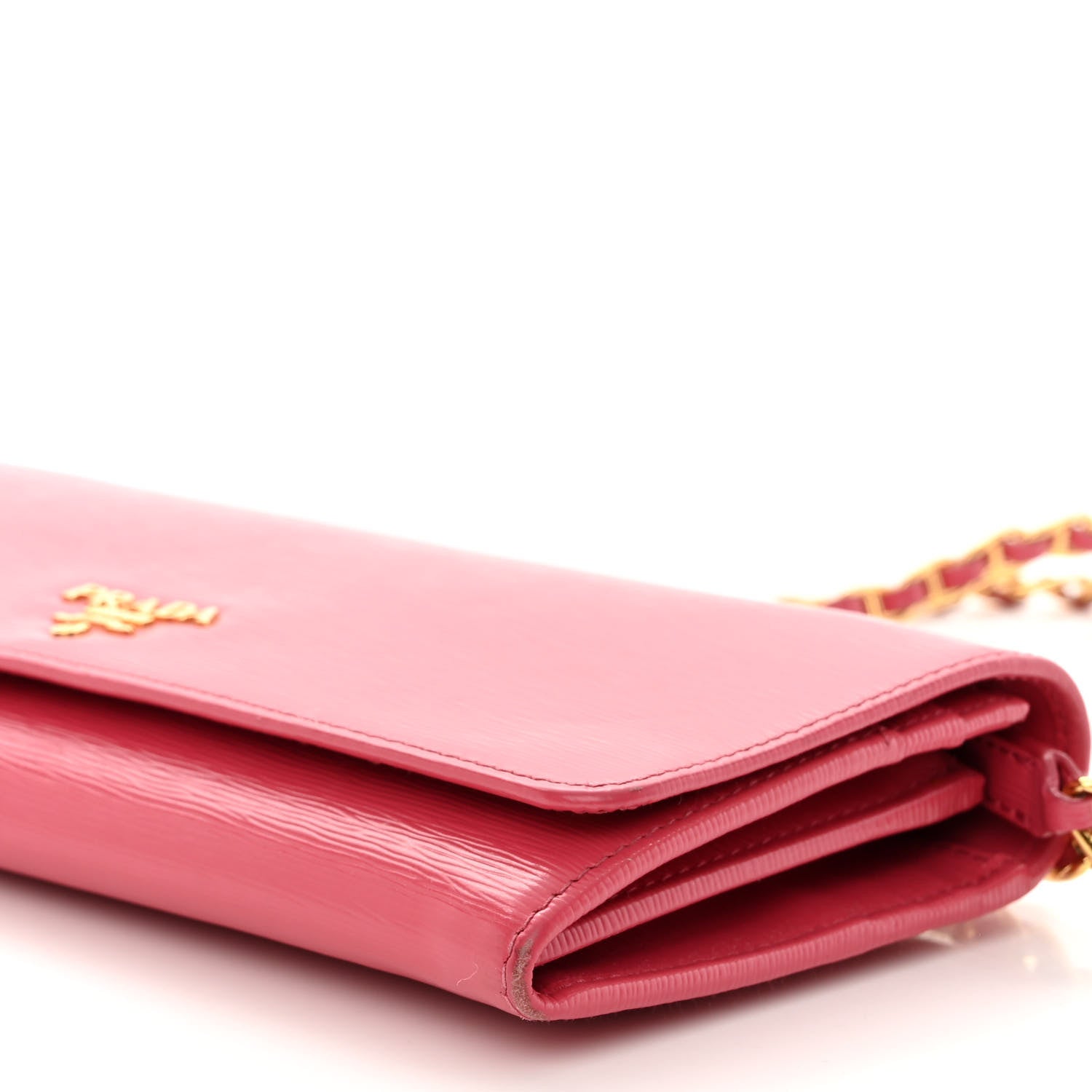 Prada Vitello Move Metal Oro Chain Wallet Peonia 9 of 10