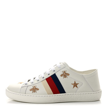 Gucci Calfskin Bee Star Embroidered Sylvie Web Ace Sneakers 35 White 1 of 9