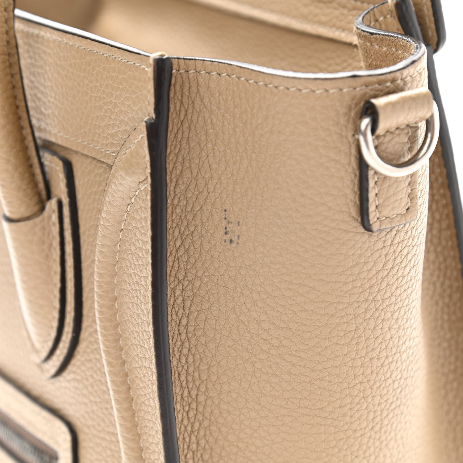 Celine Drummed Calfskin Nano Luggage Dune 7 of 12