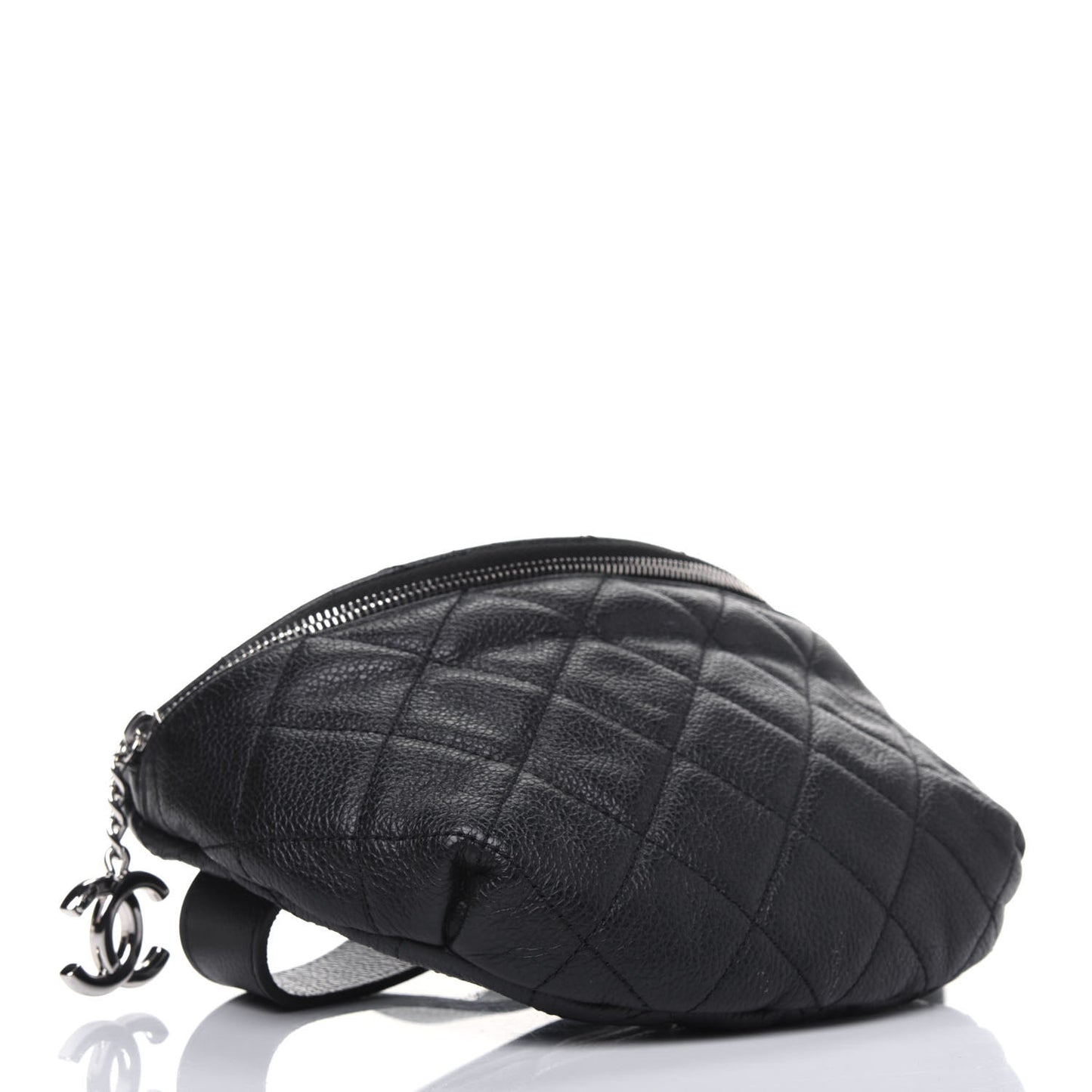 Grained Calfskin Quilted Waist Belt Bag Black