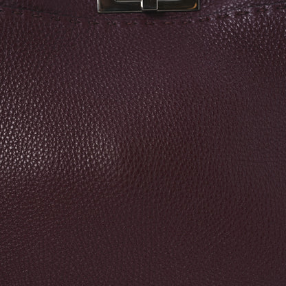 Fendi Cuoio Romano Elaphe Selleria Lace Up Bi-Color Medium Peekaboo Iconic Satchel Bordeaux Grigio Polvere Natural 8 of 12