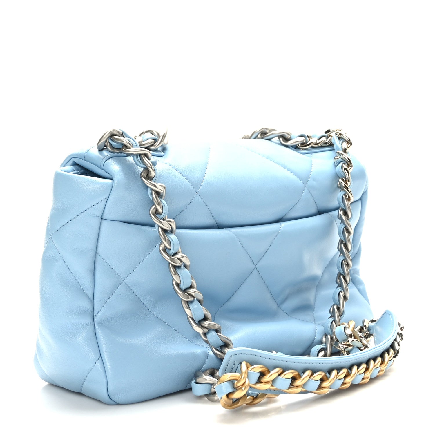 Chanel Lambskin Quilted Medium Chanel 19 Flap Light Blue 3 of 10