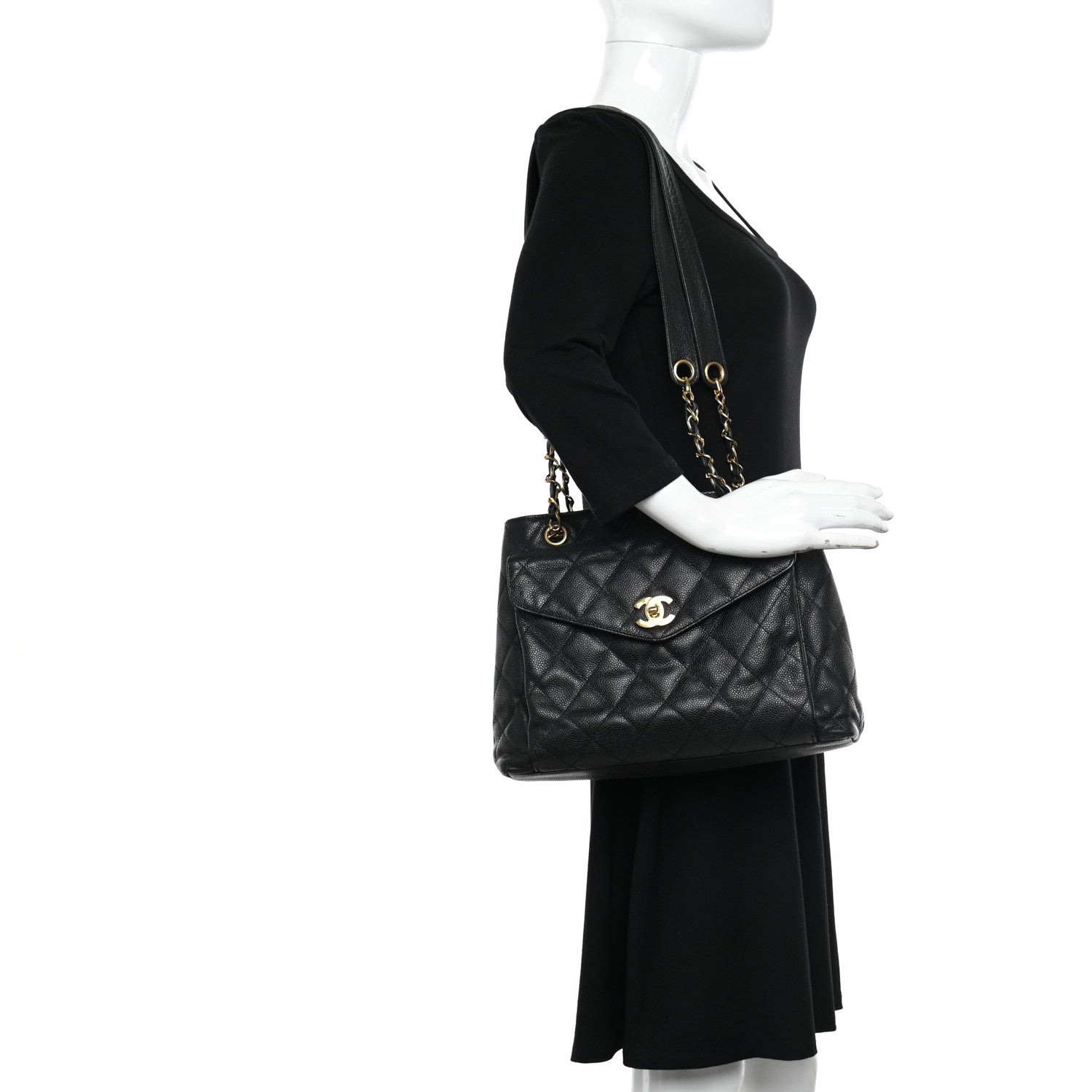 Chanel Caviar Quilted Pocket Shopping Tote Black 2 of 15