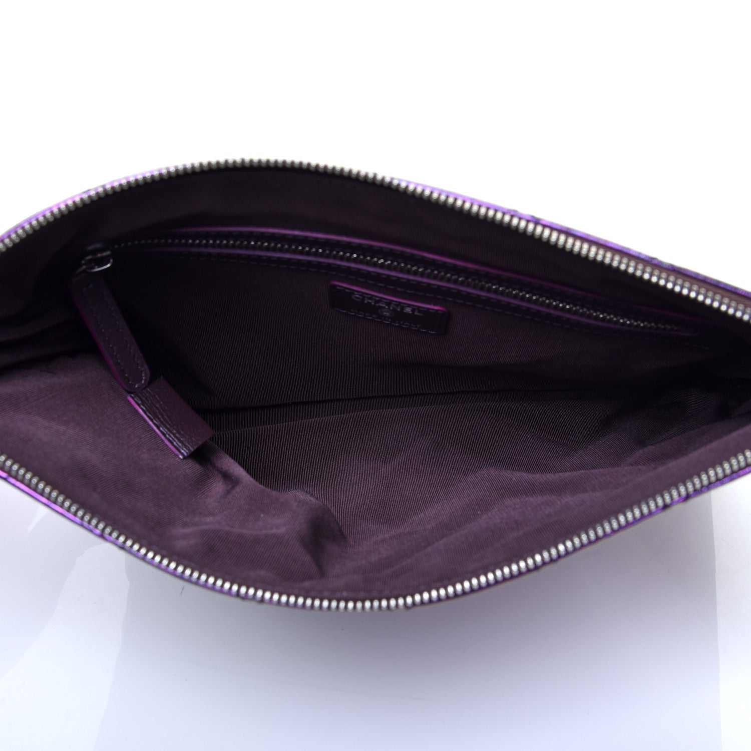 Chanel Iridescent Crumpled Calfskin CC Ripples Medium Cosmetic Case Purple 5 of 9