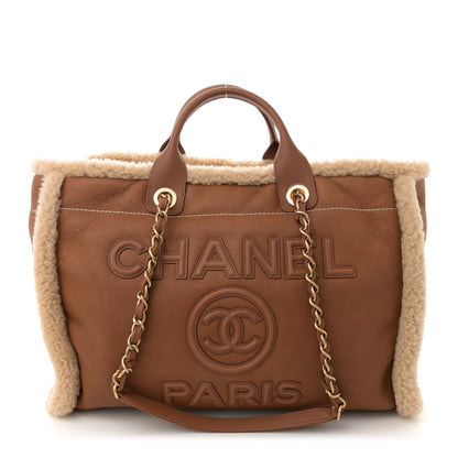 Chanel Lambskin Shearling Medium Deauville Tote Brown 1 of 11