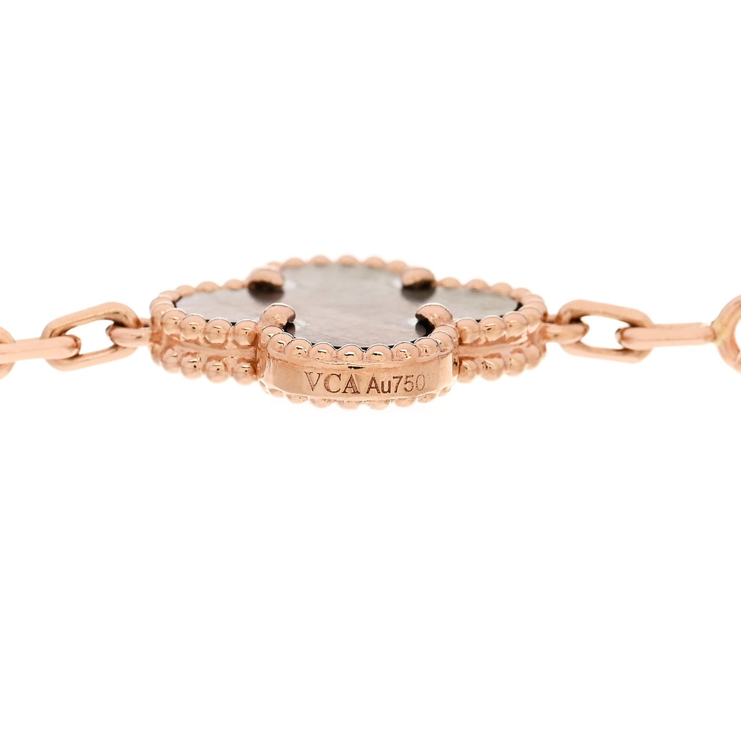 18K Rose Gold Gray Mother of Pearl 5 Motifs Vintage Alhambra Bracelet