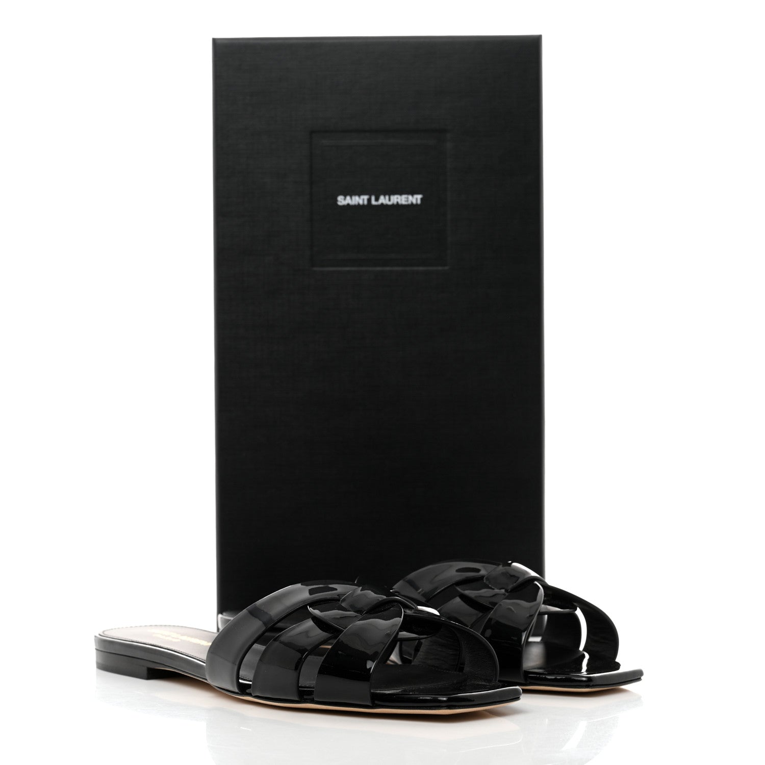 Saint Laurent Patent Tribute 05 Slide Sandals 38 Black 9 of 9
