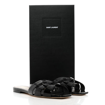 Saint Laurent Patent Tribute 05 Slide Sandals 38 Black 9 of 9