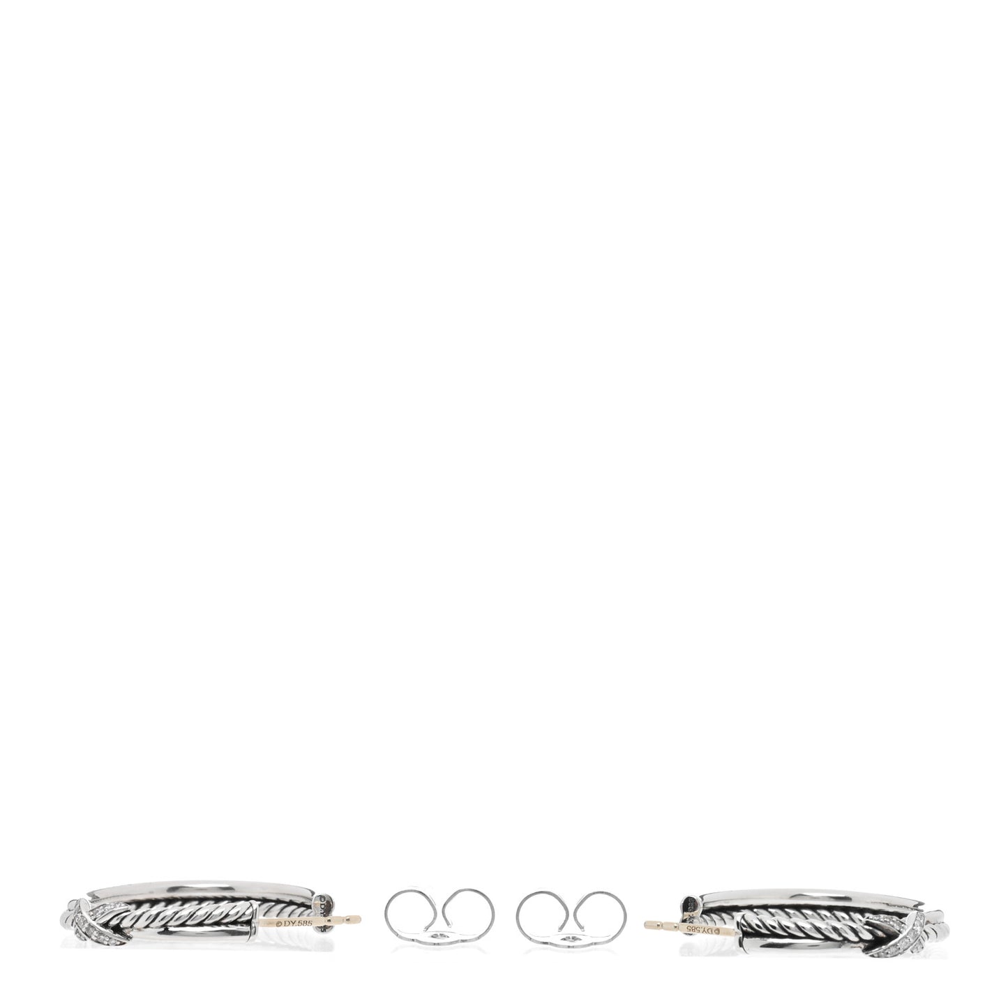 Sterling Silver Diamond Petite X Hoop Earrings