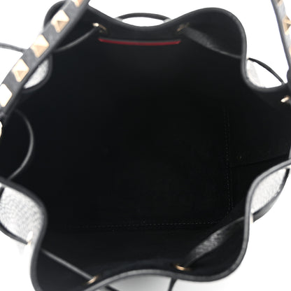 Valentino Garavani Grained Calfskin Rockstud Bucket Bag Black 5 of 9
