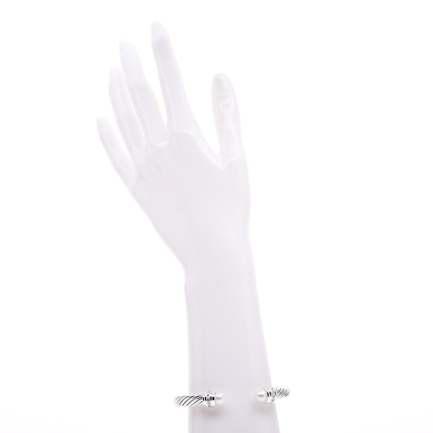 Sterling Silver Diamond Pearl 7mm Cable Classics Bracelet