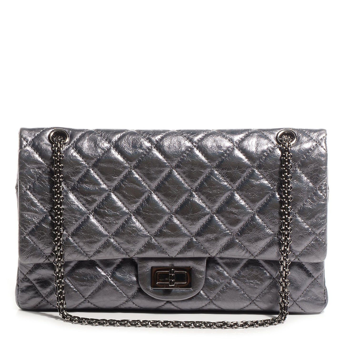 Aged Calfskin 2.55 Reissue 227 Flap Dark Silver