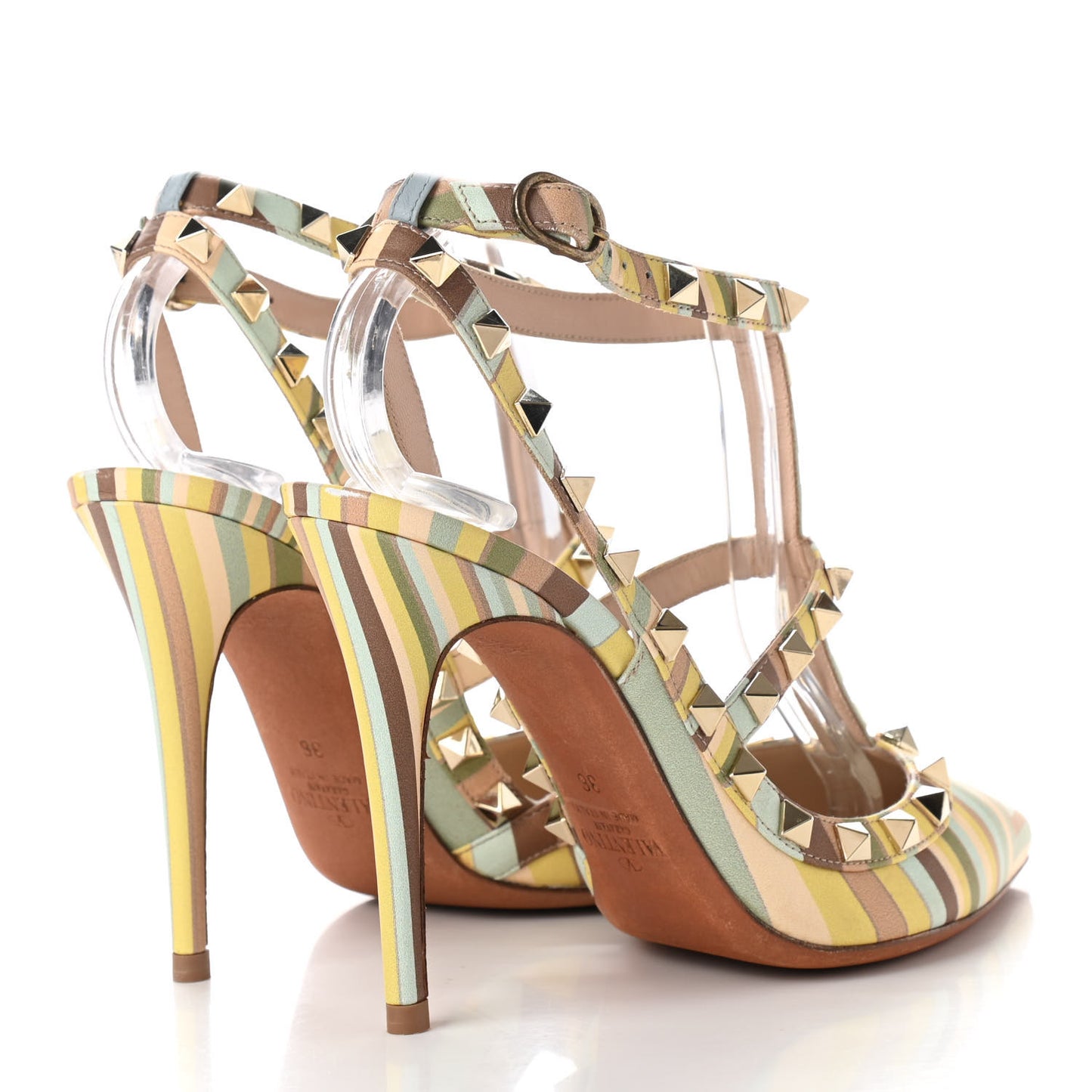 Nappa Native Couture 1975 Rockstud Ankle Strap Pumps 36 Multicolor
