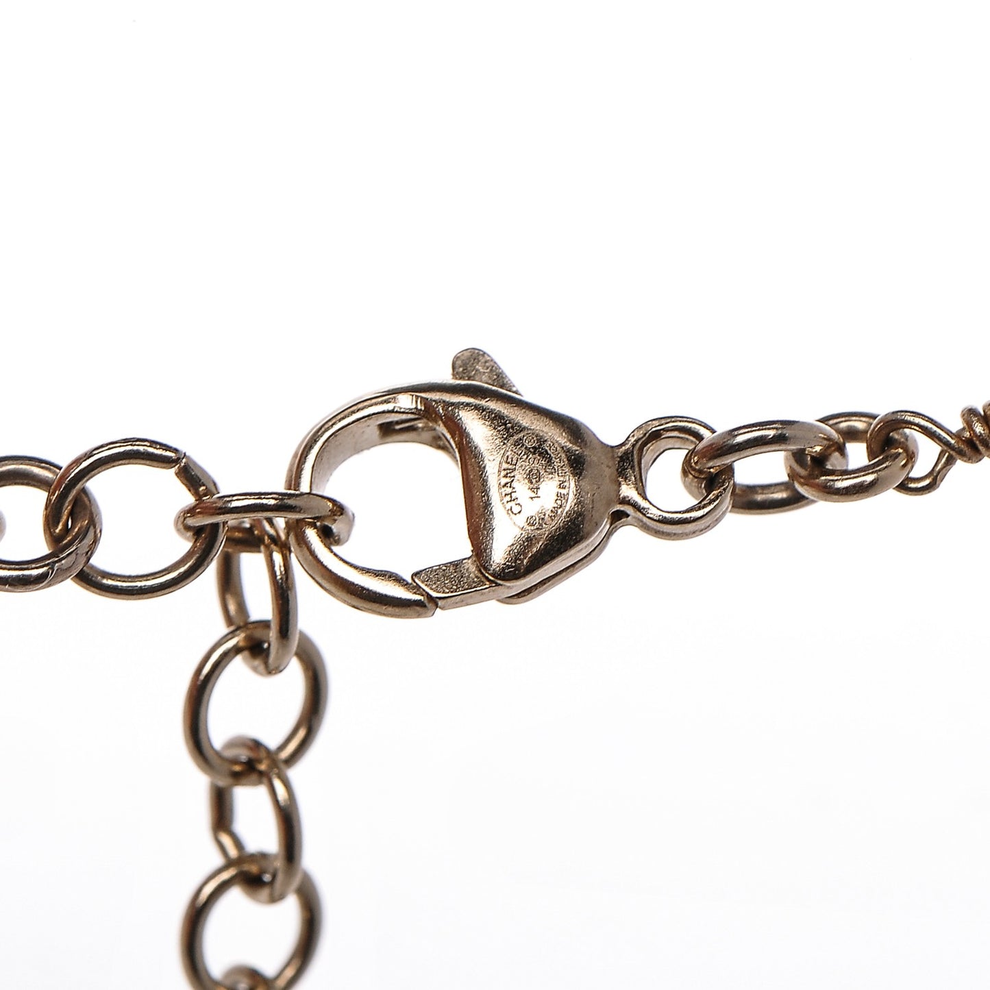 Pearl CC Charm Short Necklace Gold
