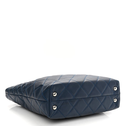 Chanel Calfskin Quilted In The Business North South Tote Blue 4 of 10