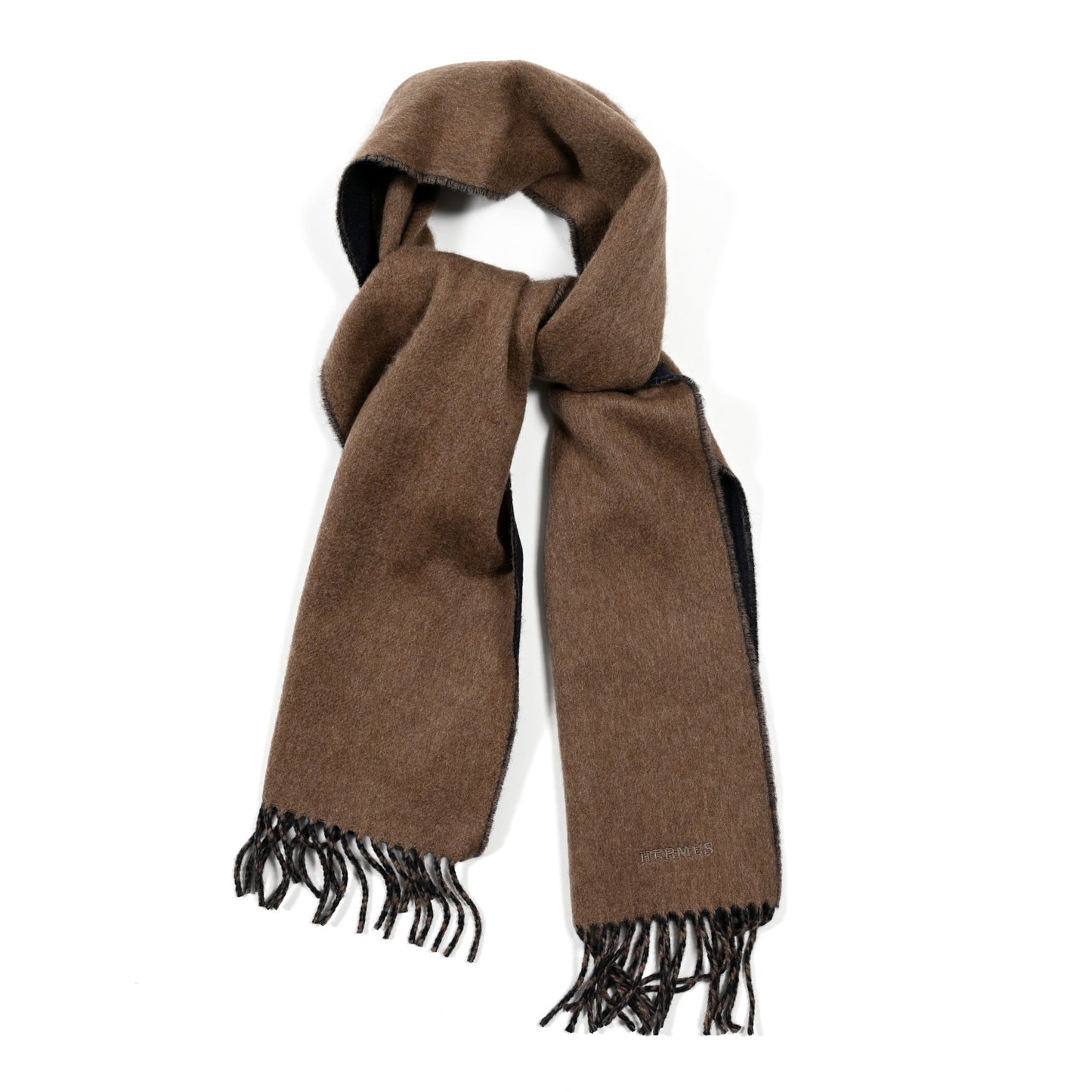 Cashmere Lucky Muffler Etoupe Marine